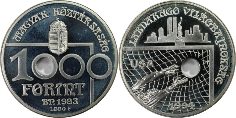 Europäische Münzen und Medaillen, Ungarn / Hungary. Fußball WM 1994. 1000 Forint...