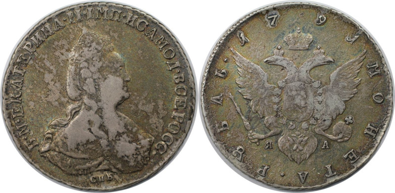 Russische Münzen und Medaillen, Katharina II. (1762-1796). Rubel 1791 SPB-TI-JaA...