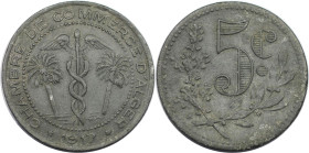 Weltmünzen und Medaillen, Algerien / Algeria. Chambre de Commerce d’Alger. 5 Centimes 1917. Zink. KM TnA3, Lec. 126. Vorzüglich. Selten!
