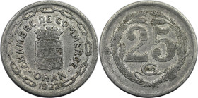 Weltmünzen und Medaillen, Algerien / Algeria. Chambre de Commerce d’Oran. 25 Centimes 1922. Aluminium. KM TnE4. Sehr schön