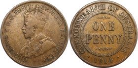 Weltmünzen und Medaillen, Australien / Australia. George V. 1 Penny 1914. Bronze. KM 23. Sehr schön-vorzüglich