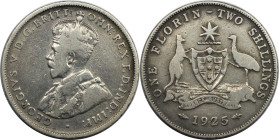 Weltmünzen und Medaillen, Australien / Australia. George V. 1 Florin (2 Shillings) 1925. Silber. KM 27. Sehr schön