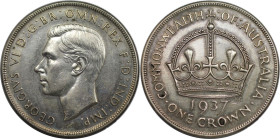 Weltmünzen und Medaillen, Australien / Australia. George VI. (1895-1952). Krönung. 1 Crown 1937, Silber. 0.84 OZ. KM 34. Vorzüglich+. Patina