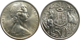Weltmünzen und Medaillen, Australien / Australia. Elizabeth II. 50 Cents 1966. 13,28 g. 0.800 Silber. 0.34 OZ. KM 67. Fast Stempelglanz. Kl.Kratzer. P...