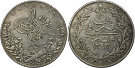 Weltmünzen und Medaillen, Ägypten / Egypt. Abdul Hamid II. 20 Qirsh 1904 (AH 1293/30H). Silber. KM 296. Sehr schön-vorzüglich