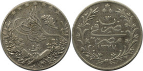 Weltmünzen und Medaillen, Ägypten / Egypt. Mehmed V. 5 Qirsh 1911 (AH 1327/3H). Silber. KM 308. Fast Vorzüglich