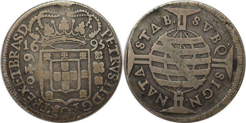 Weltmünzen und Medaillen, Brasilien / Brazil. Peter II. 640 Reis 1695. Silber. K...