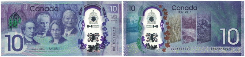 Banknoten, Kanada / Canada. 150 Jahre Kanada. 10 Dollars 2017. Pick 112a. I