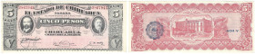 Banknoten, Mexiko / Mexico. Chihuahua. 5 Pesos 1915. Pick: S532. I-