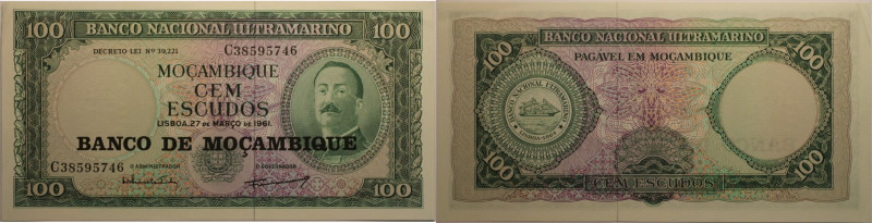 Banknoten, Mosambik / Mozambique. 100 Escudos 1961. P.109. I