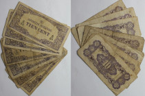Banknoten, Niederländisch Indien / Netherlands Indies, Lots und Sammlungen. Geldscheine. 7 x 10 Cent ND (1942). Pick 121. Lot von 7 Banknoten. III-IV