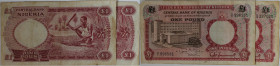 Banknoten, Nigeria, Lots und Sammlungen. 2 x 1 Pound 1967. Pick 008. Lot von 2 Banknoten. III