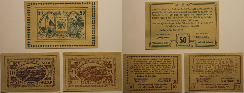 Banknoten, Österreich / Austria, Lots und Sammlungen. Notgeld Lasberg. 10 Heller...