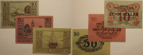 Banknoten, Österreich / Austria, Lots und Sammlungen. Notgeld Nussdorf am Attersee. 10 Heller, 20 Heller, 50 Heller 1920. Lot von 3 Banknoten 1920. II...