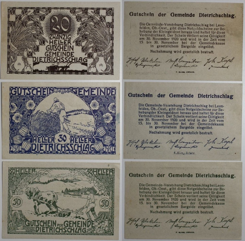 Banknoten, Österreich / Austria, Lots und Sammlungen. Notgeld Gemeinde Dietrichs...