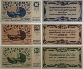 Banknoten, Österreich / Austria, Lots und Sammlungen. Erlauf im Nibelungengau, Marktgemeinde. 10, 20, 50 Heller 1920. Katalog Nr.0181a. Lot von 3 Bank...
