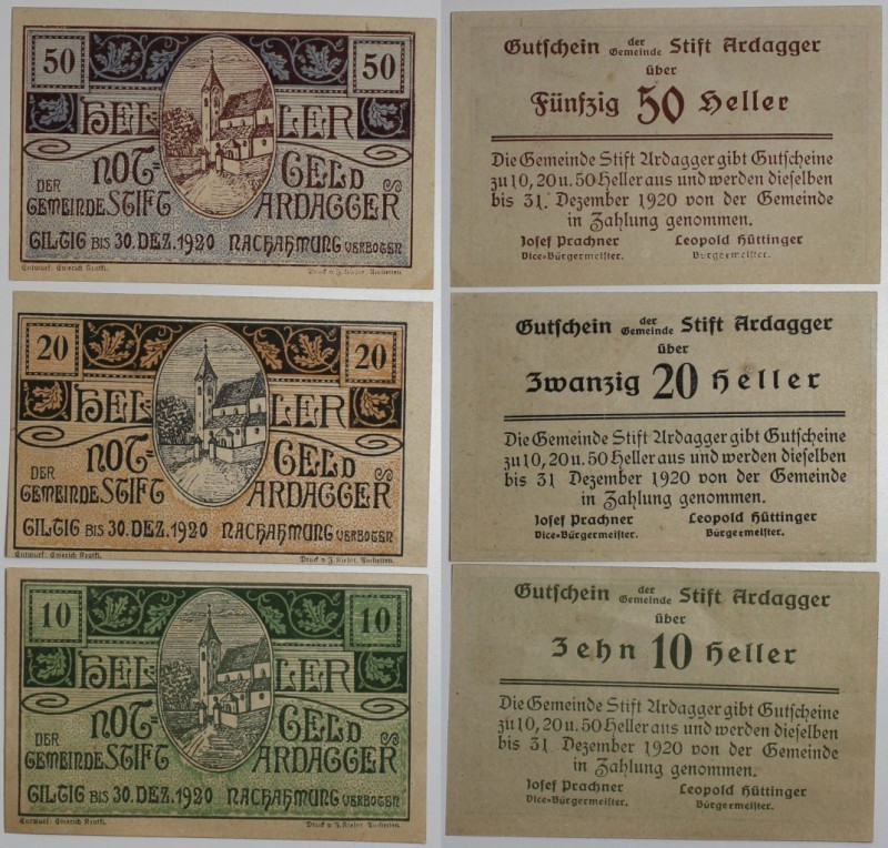 Banknoten, Österreich / Austria, Lots und Sammlungen. Notgeld Ardagger Stift, Ge...