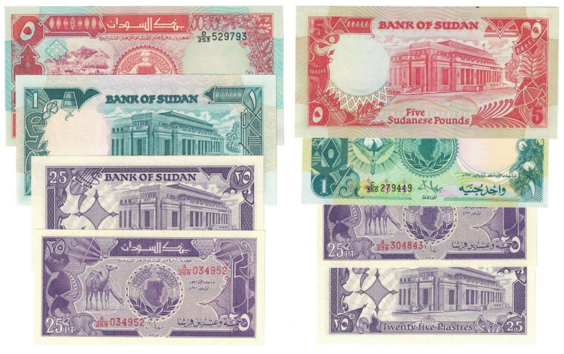 Banknoten, Sudan, Lots und Sammlungen. 2 x 25 Piastres 1987. P.37, 1 Pound 1987....