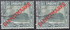 Briefmarken / Postmarken, Deutschland / Germany. Saar / Sarre / Saargebiet. Dienst. 75 Cent 1922. Mi.Nr.: 93 ⊛
