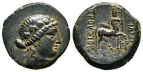 KINGS of BITHYNIA. Prusias II Cynegos (182-149). Ae.

Obv : Draped bust of Dionysos right, wearing ivy wreath.

Rev : BAΣIΛEΩΣ ΠΡΟYΣIOY.
The centaur C...