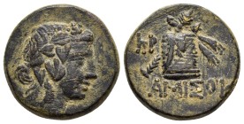PONTOS. Amisos. Time of Mithradates VI Eupator.(Circa 105-90 or 90-85 BC). Ae.

Obv : Head of Dionysos right, wearing ivy wreath.

Rev : AMIΣOY.
...