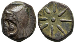 PONTOS. Uncertain.(Circa 130-100 BC).Ae.

Obv : Male head left, wearing bashlyk.

Rev : Eight-rayed star; bow to left. Control: Monograms below.
SNG B...