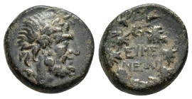 PHRYGIA. Eumeneia.(Circa 200-133 BC). Ae. 

Obv : Laureate head of Zeus right.

Rev : EYME NEΩN.
Legend in two lines within wreath.
SNG Copenhagen 377...