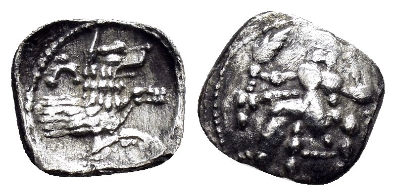 LYCAONIA.Laranda.(Circa 324-323 BC).Obol.

Obv : Baaltars seated left, holding g...