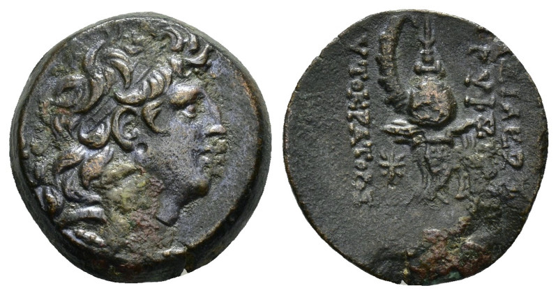 SELEUKID KINGDOM. Tryphon (Circa 142-138 BC).Ae. 

Obv : Diademed head right.

R...