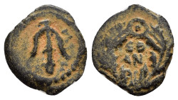 JUDAEA.Herodians. Herod II Archelaos.(4 BCE-6 CE).Jerusalem.Ae.

Weight : 0.8 gr
Diameter : 13 mm