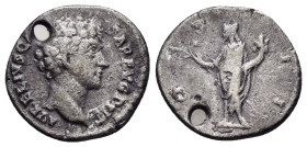 MARCUS AURELIUS (Caesar, 139-161). Denarius. Rome.

Obv : AVRELIVS CAESAR AVG PII F.
Bareheaded bust right, with slight drapery.

Rev : COS II.
Honos ...