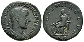 GORDIAN III (238-244). Sestertius. Rome.

Obv : IMP GORDIANVS PIVS FEL AVG.
Laureate, draped and cuirassed bust right.

Rev : FORTVNA REDVX S C.
Fortu...