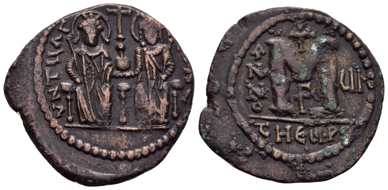 JUSTIN II with SOPHIA.(565-578).Antioch.Follis.

Weight : 15.9 gr
Diameter : 34 ...