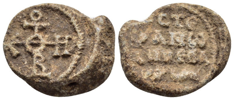 BYZANTINE LEAD SEAL.(Circa 11 th Century).Pb.

Weight : 12.4 gr
Diameter : 24 mm