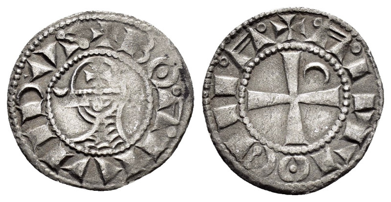 CRUSADERS.Antioch.Bohemund III.(1163-1201).BI Denier.

Obv : +BOAMVNDVS.
Profile...