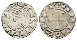 CRUSADERS.Antioch.Bohemund III.(1163-1201).BI Denier.

Obv : +BOAMVNDVS.
Profile bust with crescent left and star right.

Rev : +ANTIOCHIA.
Small cros...