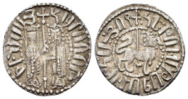 CILICIAN ARMENIA.Hetoum I with Zabel.(1226-1270).Sis.Tram.

Obv : Zabel and Hetoum standing facing, holding long cross with two banners between; pelle...