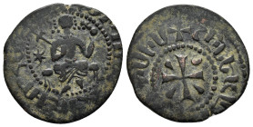 CILICIAN ARMENIA.Hetoum I.(1226-1270).Kardez.

Obv : King enthroned facing, holding lis-scepter and globus-cruciger; star to left.

Rev : Ornate cross...