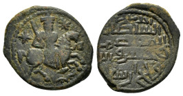 SELJUQ of RUM.Kaykhusraw I.1st Reign.(1192-1196).No Mint & No Date.Fals

Obv : Horseman right, holding sword.

Rev : Arabic legend
Album 1202.

Condit...