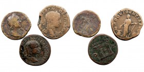 IMPERIO ROMANO. LOTES DE CONJUNTO. Lote de 3 monedas. Vespasiano as, Sabina as y Alejandro Severo sestercio. Comercial. BC