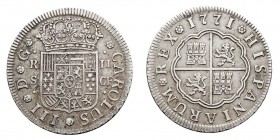MONARQUÍA ESPAÑOLA. CARLOS III. 2 Reales. AR. Sevilla CF. 1771. 5,92 g. CAL.1441. MBC