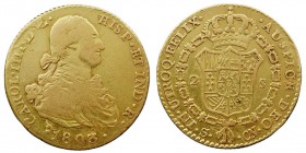 MONARQUÍA ESPAÑOLA. CARLOS IV. 2 Escudos. AV. Sevilla CN. 1803. 6,75 g. CAL.455. BC+/MBC-