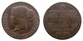 MONARQUÍA ESPAÑOLA. ISABEL II. AE-23. Medalla. Inauguración del Canal de Isabel II, 24 Junio 1858. H.-. BC