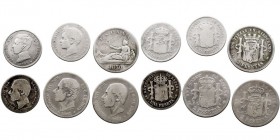 CENTENARIO DE LA PESETA. LOTES DE CONJUNTO. "Lote de 6 monedas. 2 Pesetas 1870, 1879 y 1882; Peseta 1883, 1902 y 1903. BC a RC"