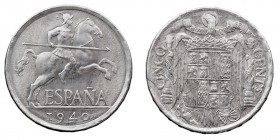 CENTENARIO DE LA Peseta. ESTADO ESPAÑOL. 5 Céntimos. Aluminio. 1940. PLVS-VLTRA. CAL.133. EBC-