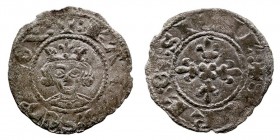 MONEDAS EXTRANJERAS. ITALIA. Dinero. VE. Nápoles. (1285-1309) P.R.4. Muy escasa. MBC