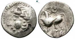 Eastern Europe. Imitation of Philip II of Macedon circa 200-0 BC. "Kugelwange" type. Drachm AR