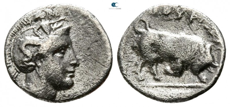Lucania. Thourioi circa 350-281 BC. 
Diobol AR

 12mm., 0,91g.



very fi...