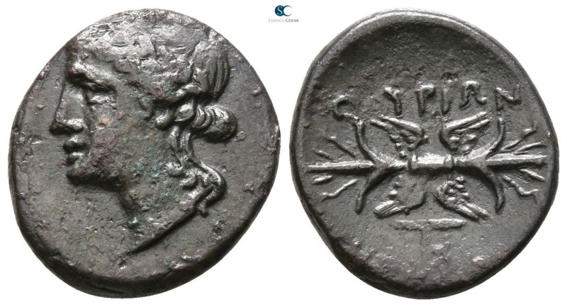Lucania. Thourioi 280-213 BC. 
Bronze Æ

 16mm., 2,84g.



good very fine...