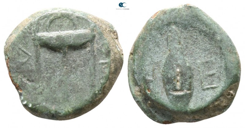 Bruttium. Kroton 400-300 BC. 
Bronze Æ

 12mm., 2,36g.



very fine